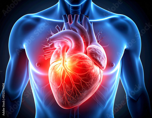 Human heart anatomy medical illustration 3d model