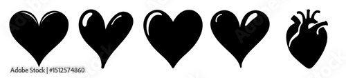 Evolution of Heart Shapes from Cartoon to Realistic in Black and White