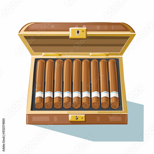 Vintage cigar box filled with Cuban cigars, presented in a classic, nostalgic style