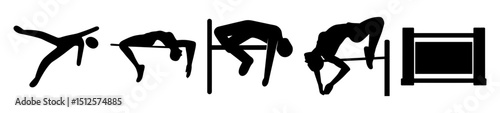 High jump silhouette sequence depicting an athlete in motion over the bar