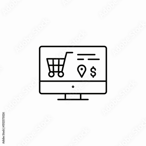 online shopping cart desktop icon sign vector