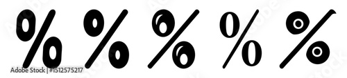 Five Percentage Symbols in Bold Black Against a White Background Image