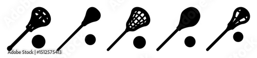 Lacrosse stick and ball icon variations for different design styles and needs