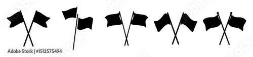 Collection of simple black flag icons representing different crossing configurations