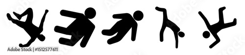 Stick figures performing acrobatic movements in a sequence on a white background