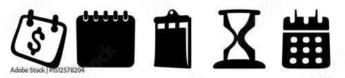 Scheduling and time management related icons representing a business timeline concept