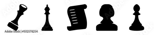 A Variety of Classic Chess Pieces Displayed in Striking Black Silhouettes