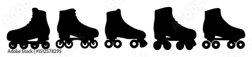 A Collection of Roller Skate Silhouettes in Black and White Illustration