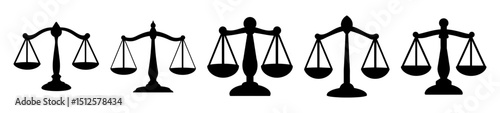Diverse depictions of justice scales showcasing fairness, equity, and legal balance
