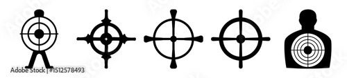 Various stylized shooting target silhouettes for target practice and precision skills
