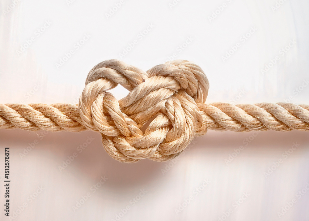 Uma corda de sisal com um nó cego. Fundo branco. Arte lustração para representar união, força e interesse. Uma corda de sisal com um nó cego. Fundo branco. Arte lustração para representar união, força e interesse.