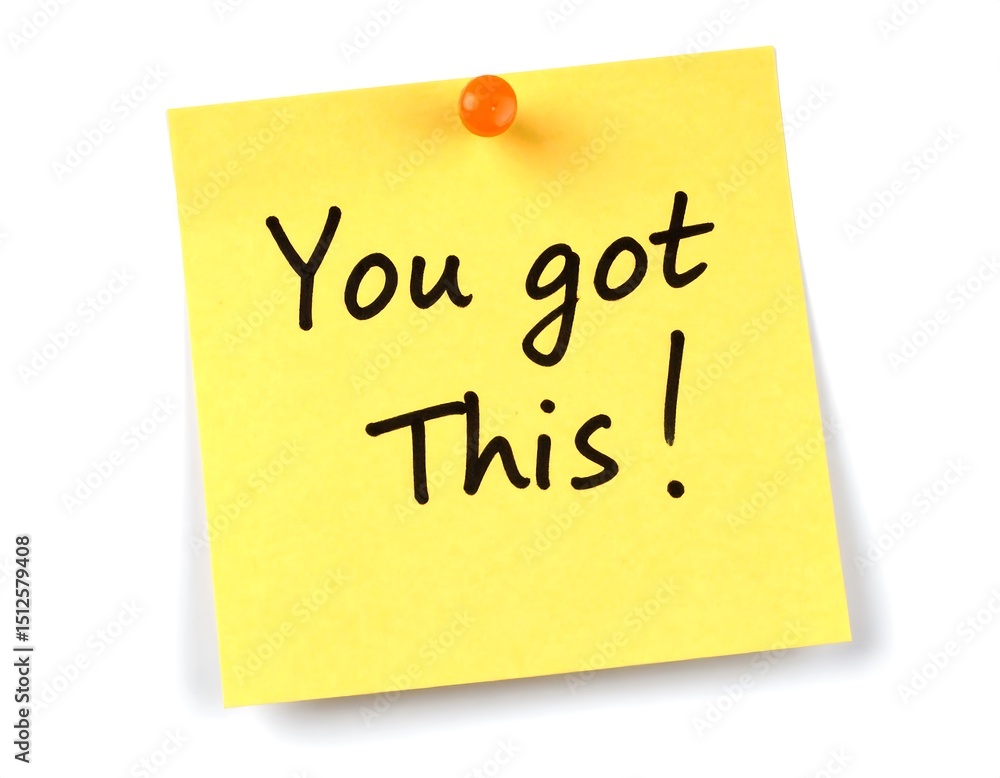 Yellow sticky note with motivational message Yellow sticky note with motivational message