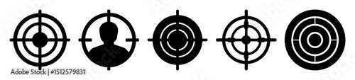 Collection of target icons featuring human silhouette and crosshair designs