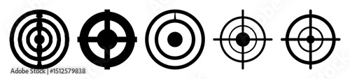 Five different target or crosshair icons arranged in a horizontal line