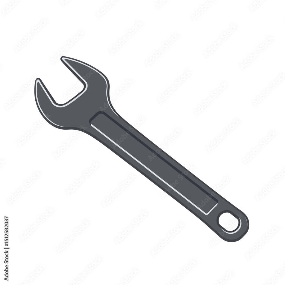 Simple wrench silhouette isolated on white background Simple wrench silhouette isolated on white background