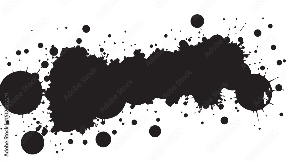Fototapeta premium Ink splash isolated on white background. Black drop ink splatter. Black Ink splash texture background. 