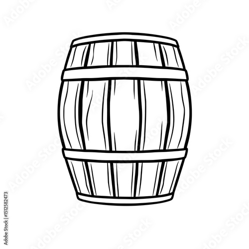 Wooden barrel silhouette isolated on white background