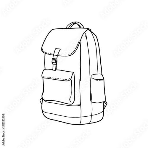 Backpack silhouette line art isolated on white background