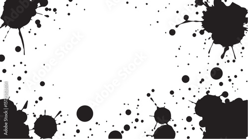 Ink splash isolated on white background. Black drop ink splatter. Black Ink splash texture background. 