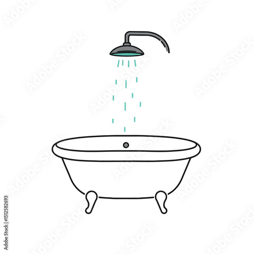 Bathtub shower silhouette icon isolated on white background