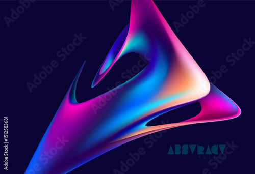 Abstract background of fluid iridescent shape. Elegant colorful wallpaper with colorful wavy form.