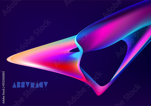 Abstract liquid holographic gradient shape. 3D Vector design element.