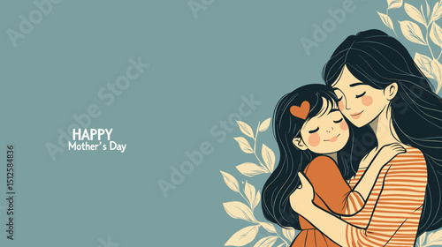 Embrace of a Mother's Love: A tender scene depicts a mother and daughter embracing, exuding love and warmth, symbolizing the heart of family during Mother's Day.