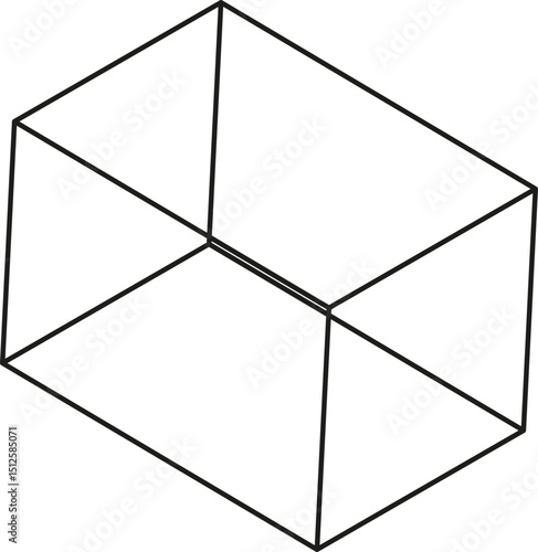 Outlined square at an angle with beveled edges that define its three-dimensional form.