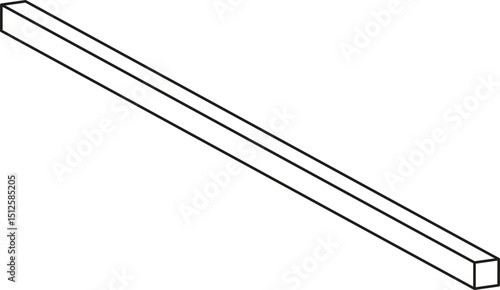 Diagonal rod rendered with sharp-edged contour lines and distinct linear shadow indicating three-dimensional depth.