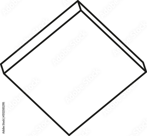 Diamond-shaped block outlined with flat linear shadow and defined layered surfaces.