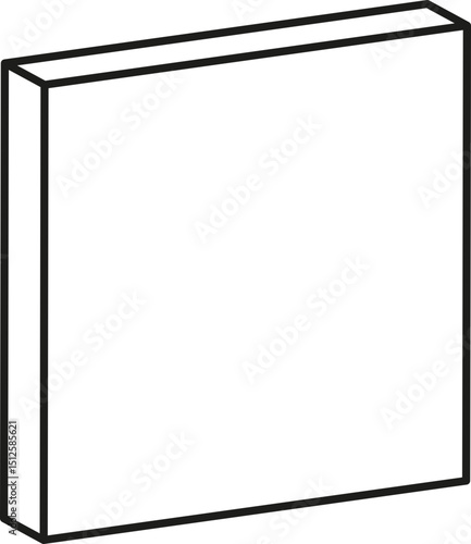 Slanted rectangular block shortened in height with contour lines that emphasize solid three-dimensional design.