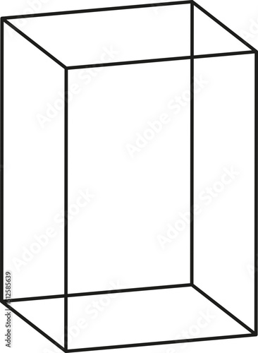 Rectangular block aligned at a slanted angle and shortened for layered depth and three-dimensional definition.