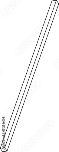 Rod-like tall block placed on a slanted axis and rendered in geometric outline form.