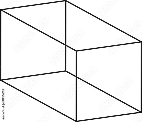 Thick rectangular structure with a frontal shadow illustrated through angled lines and three-dimensional outline.