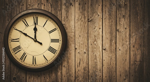 Wallpaper Mural Antique Clock on Rustic Wooden Wall Time, History, and Nostalgia Torontodigital.ca