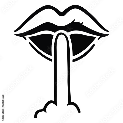 Keep quite vector icon, silence sign with finger on lips