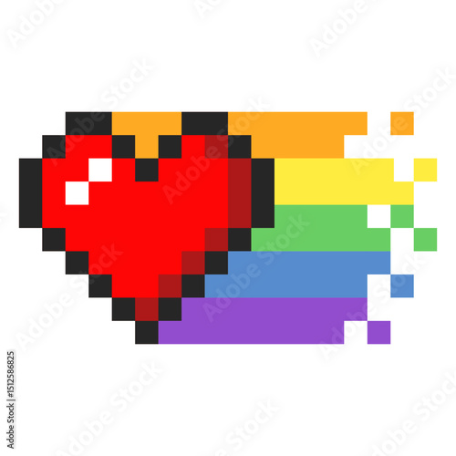 Rainbow heart pixel art design