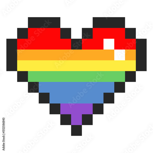 Rainbow pixel art heart 
