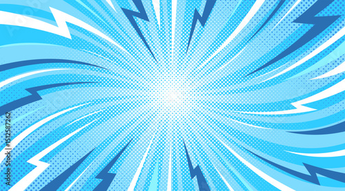 Blue comic background with lightning