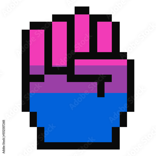 Bisexual hand finger fist stripe pixel flat