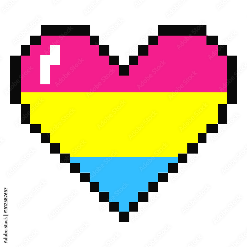 Fototapeta premium Pansexual heart stripe pixel flat
