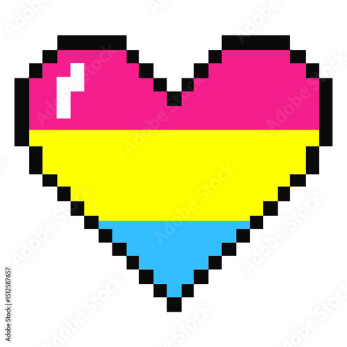 Pansexual heart stripe pixel flat