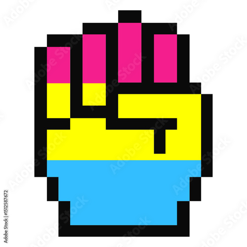 Pansexual hand finger fist stripe pixel flat