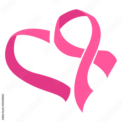 Breast cancer ribbon heart symbol
