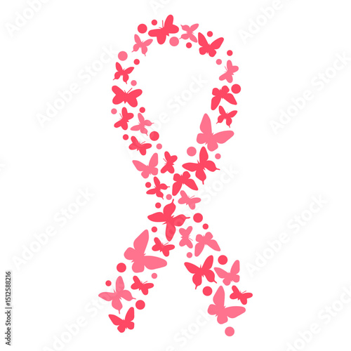Butterfly silhouette breast cancer ribbon