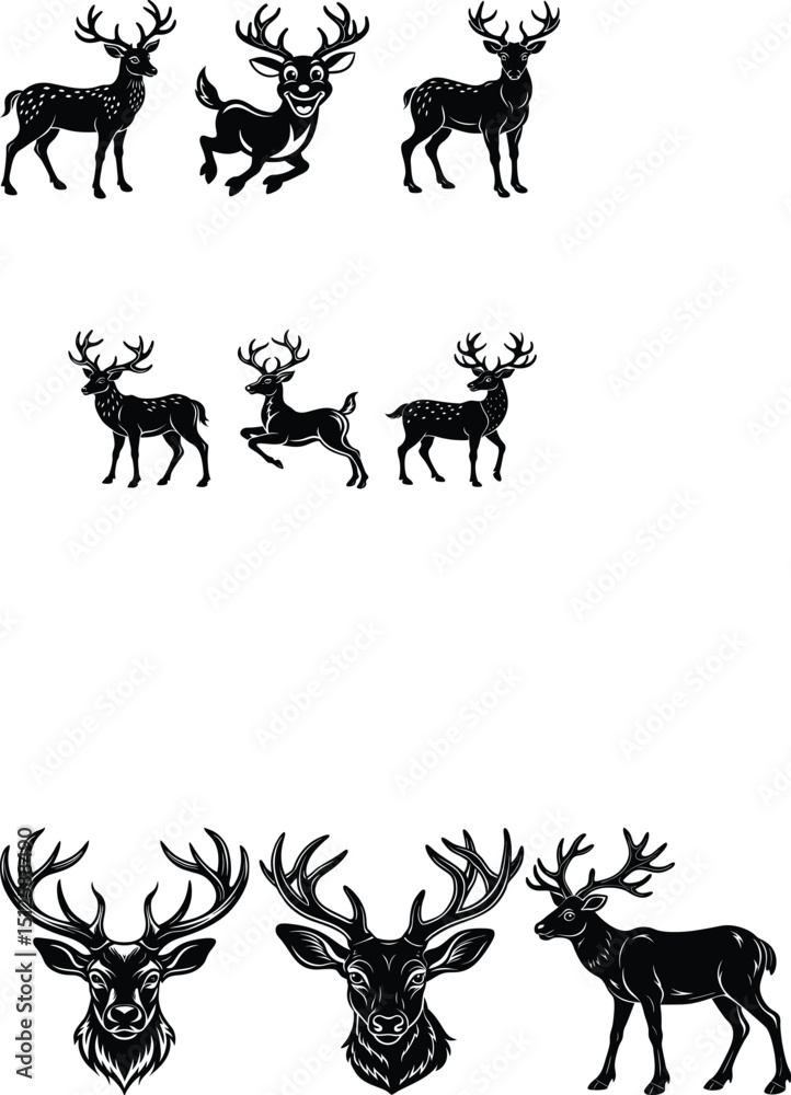 Naklejka premium Vintage Style Deer Head Clipart.