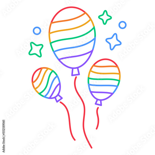Rainbow balloons stroke