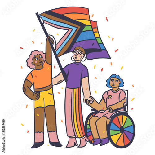 People pride parade color stroke