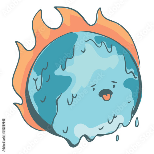 Global warming planet Earth cartoon character