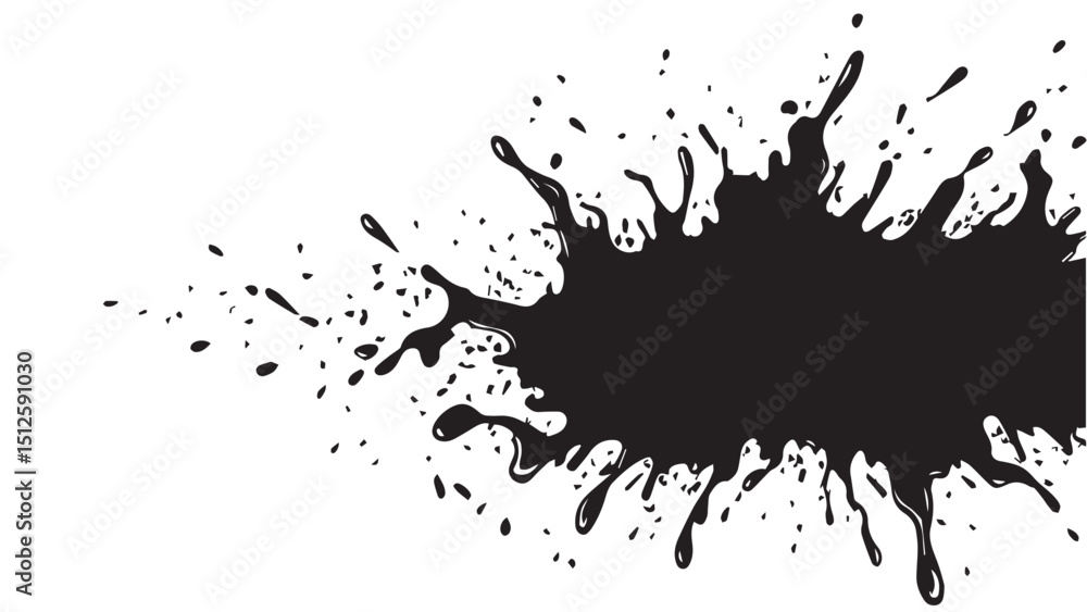 Obraz premium Ink splash isolated on white background. Black drop ink splatter. Black Ink splash texture background. 